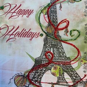 8 Eiffel Tower Hand-Glittered Pre-Christmas SALE. Set 8 Christmas Cards
